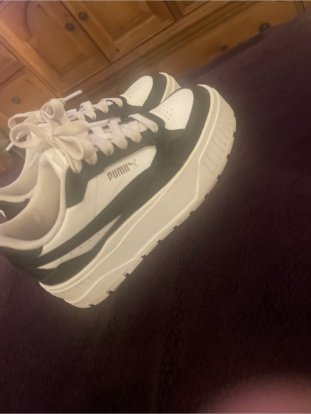 Puma White and Black Platform Sneakers